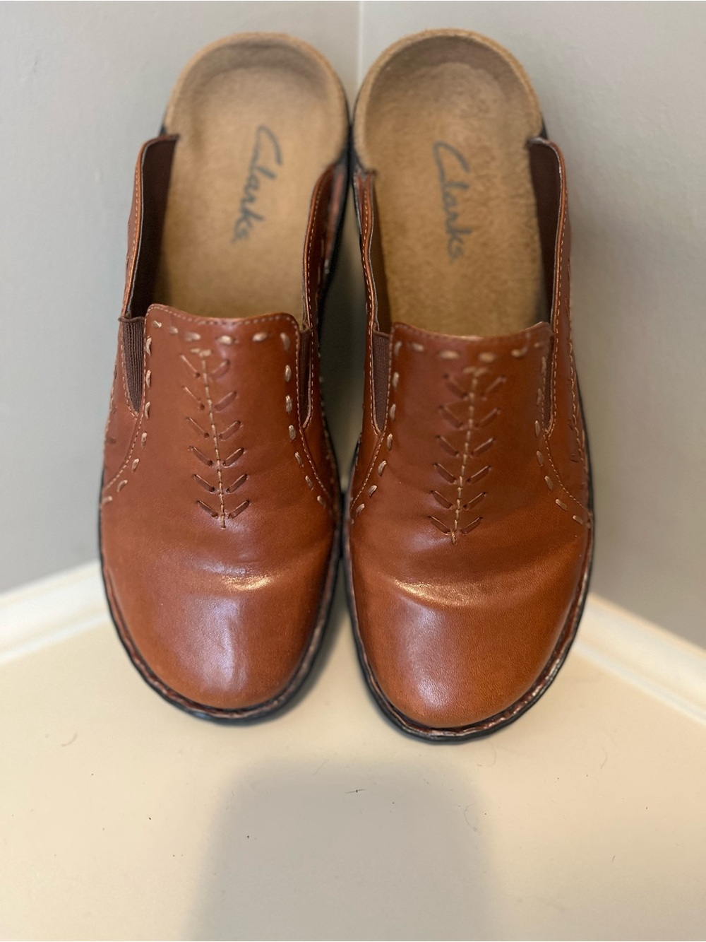 Clarks Brown Leather Slip-On Loafers